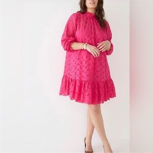 NWT JCrew long-sleeve ruffle-trim mini dress in eyelet size XXS